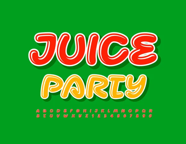 Vector Heldere Poster Juice Party Artistieke Stijl Font Handgeschreven Alfabet — Stockvector