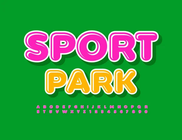 Vector Healthy Concept Sport Park Pink Modern Alphabet Letters Numbers — Stock Vector