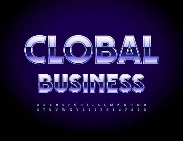 Global Business Lettering Font Vector Illustration — Vector de stock