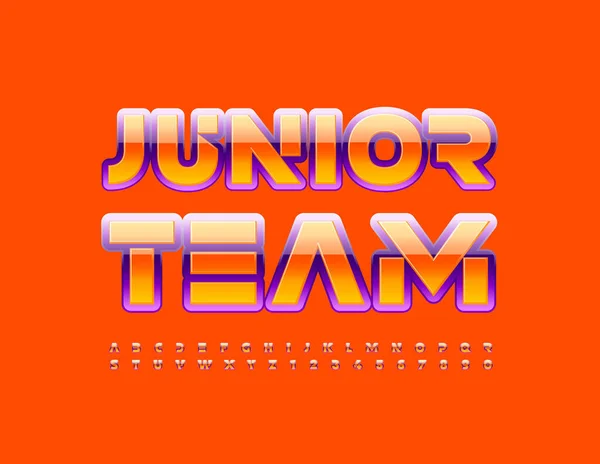 Vector Stijlvol Emblem Junior Team Creatief Helder Lettertype Artistieke Alfabet — Stockvector