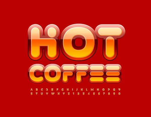 病媒营销标志热咖啡咖啡咖啡和餐馆 艺术明亮的字体 字母表字母和数字的光滑而有创意的集合 — 图库矢量图片