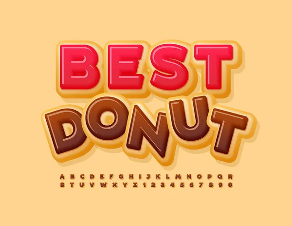 Vector Colorido Signo Mejor Donut Tasty Bright Font Letras Números — Archivo Imágenes Vectoriales