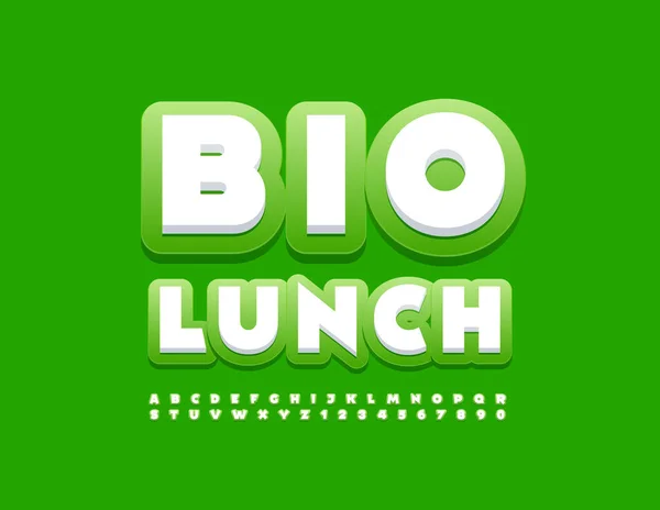 Vector Auffälliges Logo Farbige Beschriftung Bio Lunch Alphabet Buchstaben Zahlen — Stockvektor