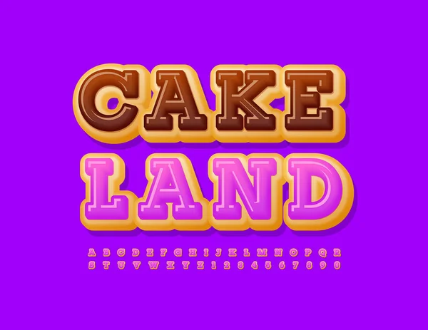 Vecteur Délicieux Signe Cake Land Police Glaçage Violet Ensemble Douces — Image vectorielle