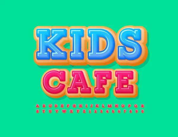 Vector Buntes Sign Kids Cafe Niedliche Lustige Schrift Künstlerisches Alphabet — Stockvektor