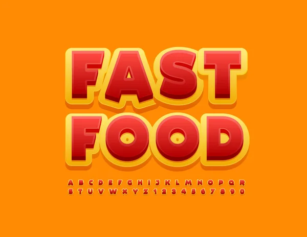 Vector Heldere Banner Fast Food Creatief Rood Lettertype Artistieke Alfabet — Stockvector