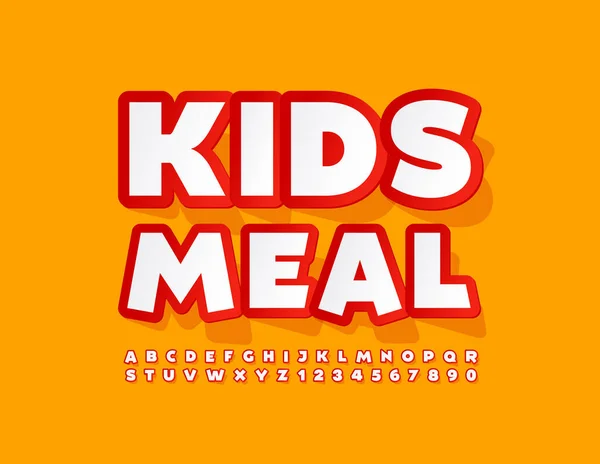 ベクトル明るいロゴ子供食事 ブルーとオレンジの光沢のあるフォント 芸術的アルファベット文字と数字セット — ストックベクタ