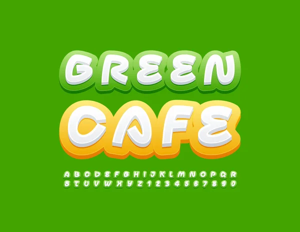 Vector Logotipo Publicidade Green Cafe Fonte Estilo Criativo Conjunto Brilhante — Vetor de Stock