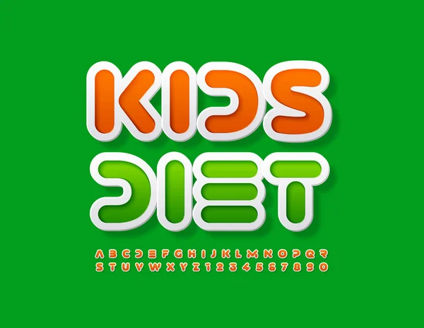 Διάνυσμα Πολύχρωμο Banner Παιδική Διατροφή Δημιουργική Φωτεινή Γραμματοσειρά Sticker Στυλ — Διανυσματικό Αρχείο