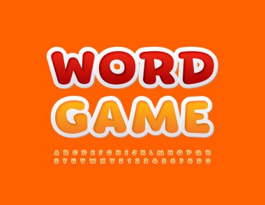Vektör oyuncu amblem Kelime Oyunu. Komik parlak yazı tipi. Moda Alfabe Harfleri ve Sayıları