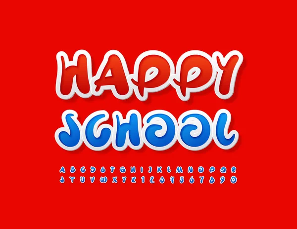 Vector Colorido Banner Happy School Fonte Escrita Mão Brincalhona Letras —  Vetores de Stock