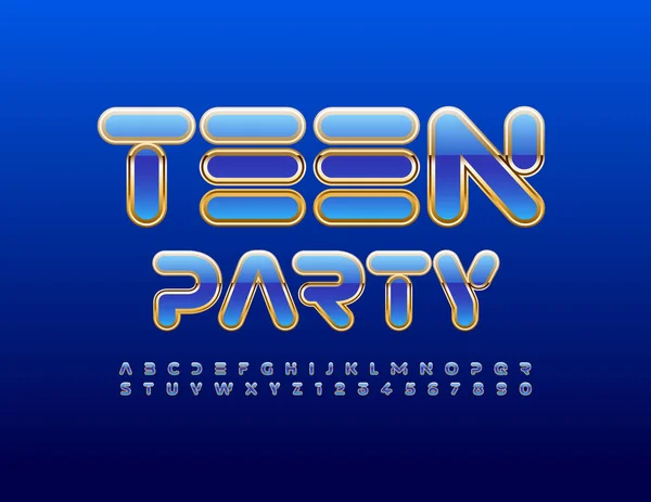 Volantino Evento Vettoriale Teen Party Con Stile Moderno Font Serie — Vettoriale Stock