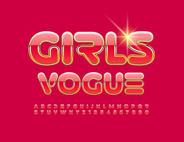 Vettoriale Elegante Segno Ragazze Vogue Glamour Font Luminoso Elegante Set — Vettoriale Stock