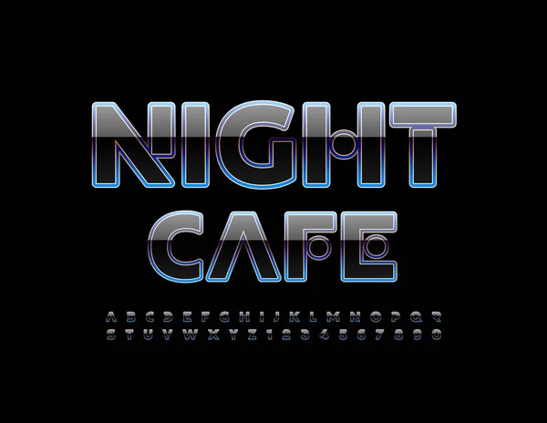 Vector Werbeschild Night Cafe Schrift Modernen Stil Hochglanz Abstrakte Alphabet — Stockvektor