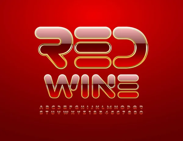 Vector Elegante Banner Red Wine Fonte Brilhante Moda Letras Números — Vetor de Stock