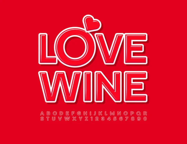 Vector Trendy Card Love Wine Decorative Heart Bright Elegant Font — Stock Vector