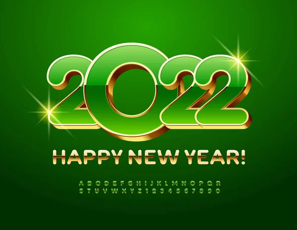 Vector Chique Cartão Felicitações Feliz Ano Novo 2022 Letras Números — Vetor de Stock