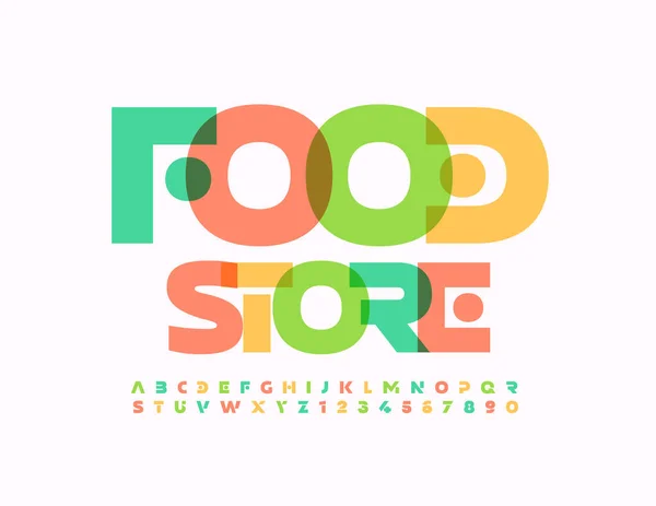 Vector Moda Emblema Tienda Alimentos Fuente Creativa Colorida Conjunto Letras — Archivo Imágenes Vectoriales