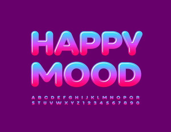 Vektor Template Lucu Happy Mood Font Mengkilap Penuh Warna Huruf - Stok Vektor