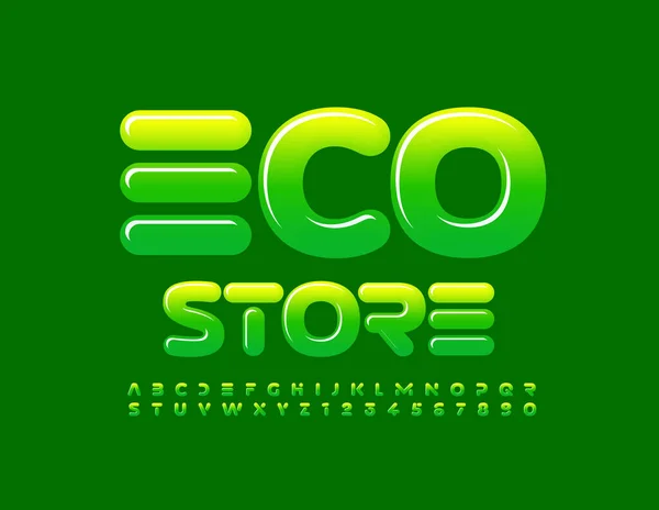 Logo Aziendale Vettoriale Eco Store Gradiente Verde Font Stile Astratto — Vettoriale Stock