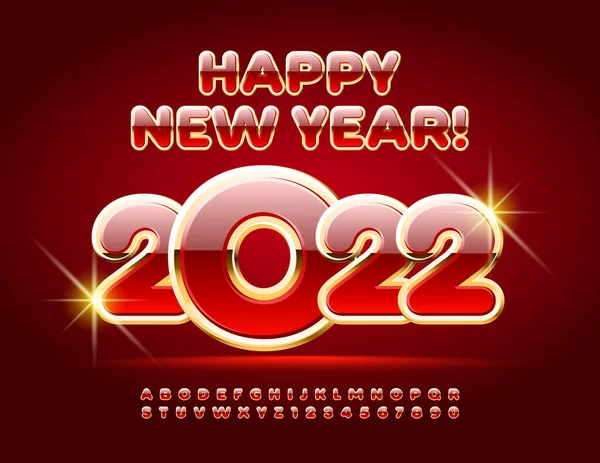 Tarjeta Felicitación Tradicional Vector Feliz Año Nuevo 2022 Conjunto Letras — Vector de stock