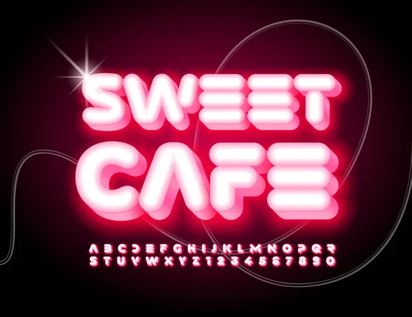 Vector Emblema Brillante Sweet Café Glowing Futuristic Font Luz Roja — Archivo Imágenes Vectoriales