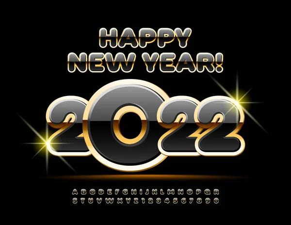 Tarjeta Felicitación Con Estilo Vector Feliz Año Nuevo 2022 Negro — Vector de stock