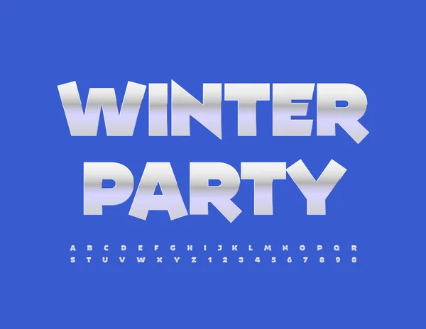 Vector Heldere Banner Winter Party Glossy Kids Alfabet Letters Cijfers — Stockvector