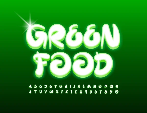 Vector Gowing Logo Green Food Handgeschriebene Neon Font Buchstaben Und — Stockvektor