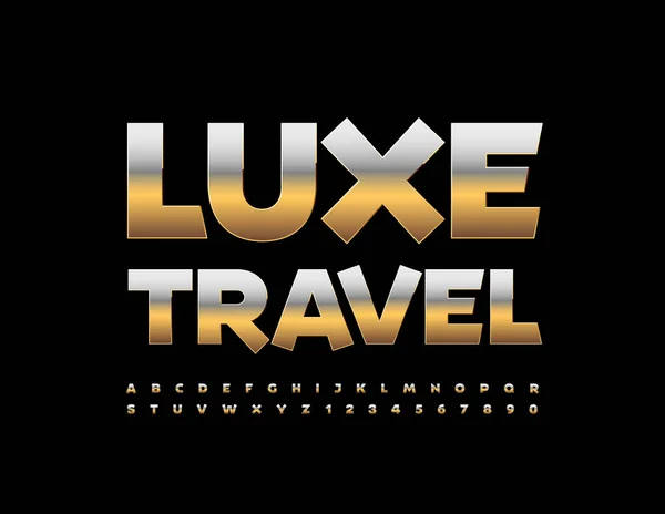 Vektorové Stylové Logo Luxe Travel Chic Golden Font Písmena Čísla — Stockový vektor