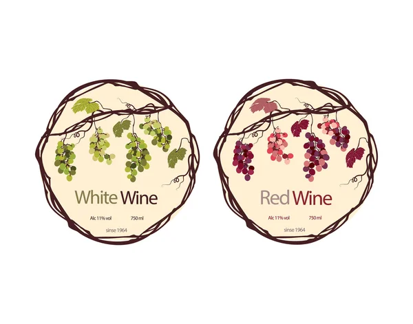 Etiqueta para vino tinto y blanco — Vector de stock