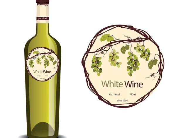 Etykieta dla wina białego i próbka umieszczona na butelki — Wektor stockowy
