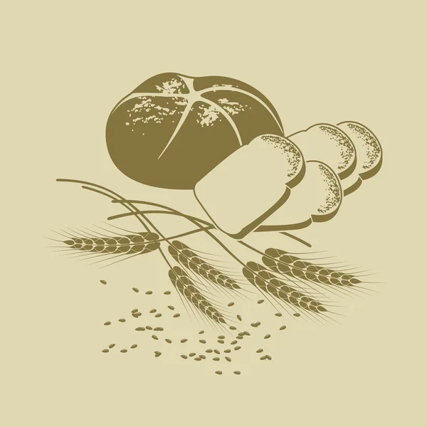 Illustrazione vettoriale del pane di segale, pane tostato e cereali — Vettoriale Stock