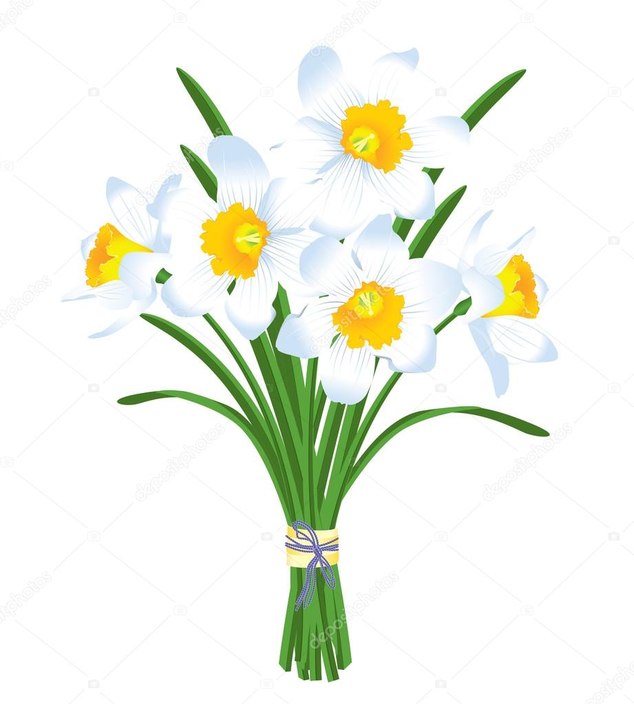 spring bouquet of white daffodils