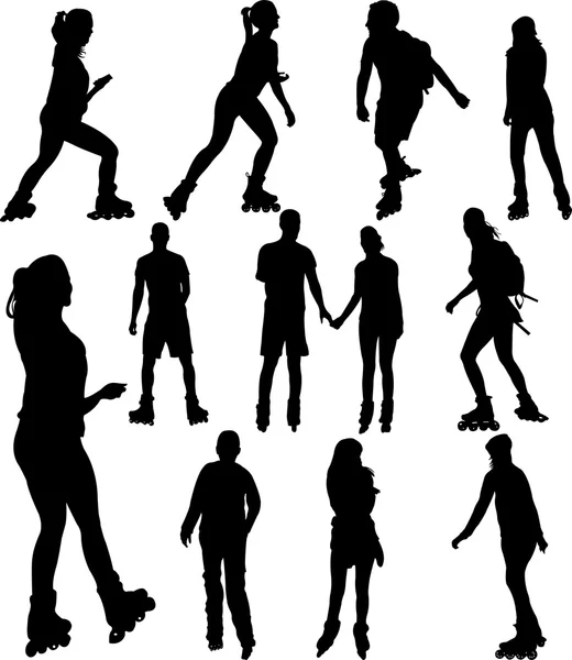 Rollerblade silhouettes - vector — Stock Vector