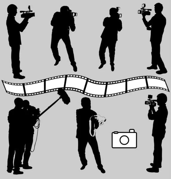 Cameraman and photographers — Stock Vector