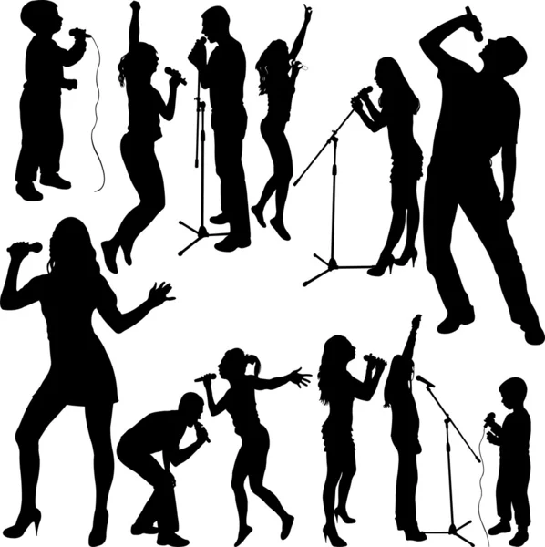 Singers silhouett — Stock Vector