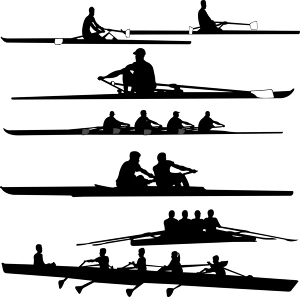 Rowing collection silhouettes — Stock Vector