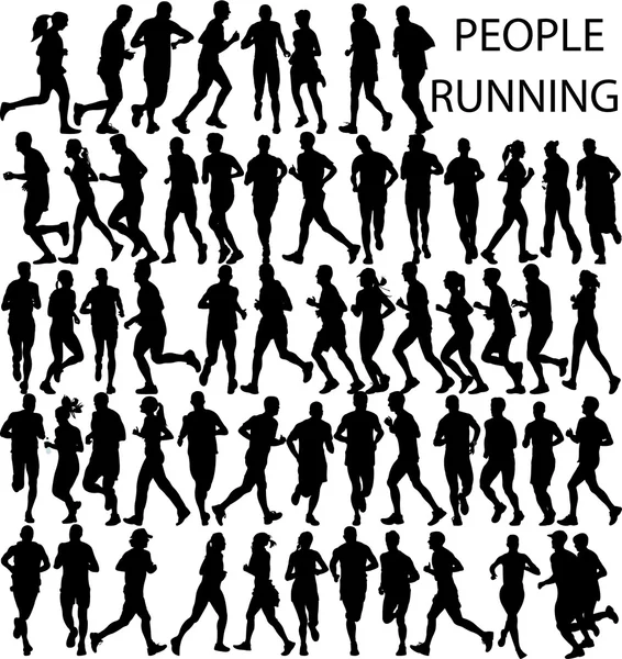 Τρέξιμο μεγάλο συλλογή άνθρωποι — Διανυσματικό Αρχείο