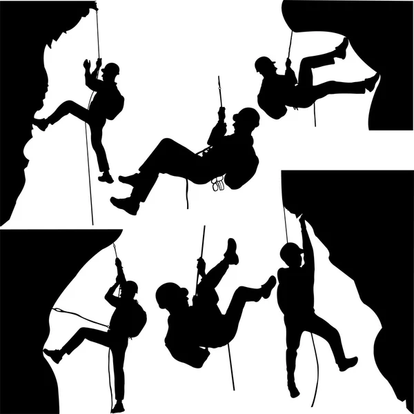 Skalní lezci silueta Stock Ilustrace