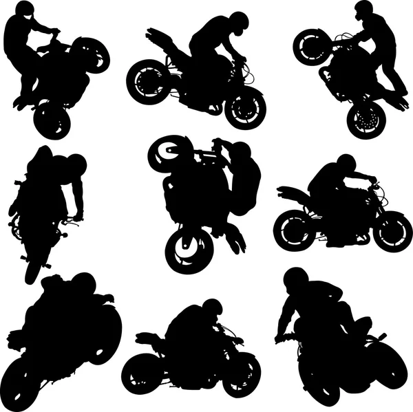 Motorbike riders and motorcycles — Stock Vector