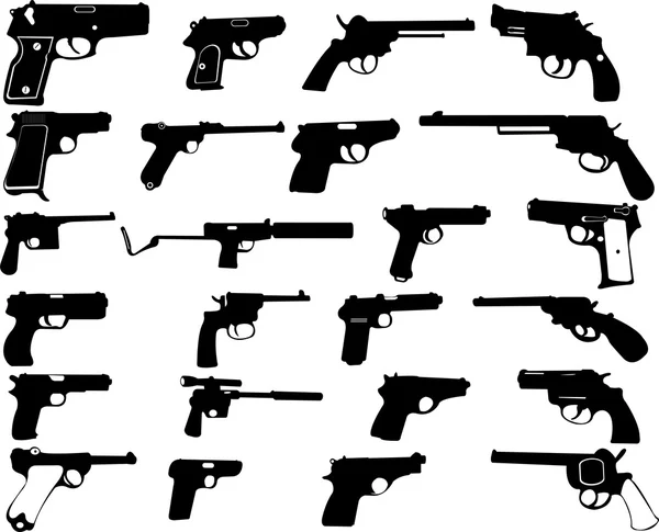 Guns silhouettes collection — Stock Vector