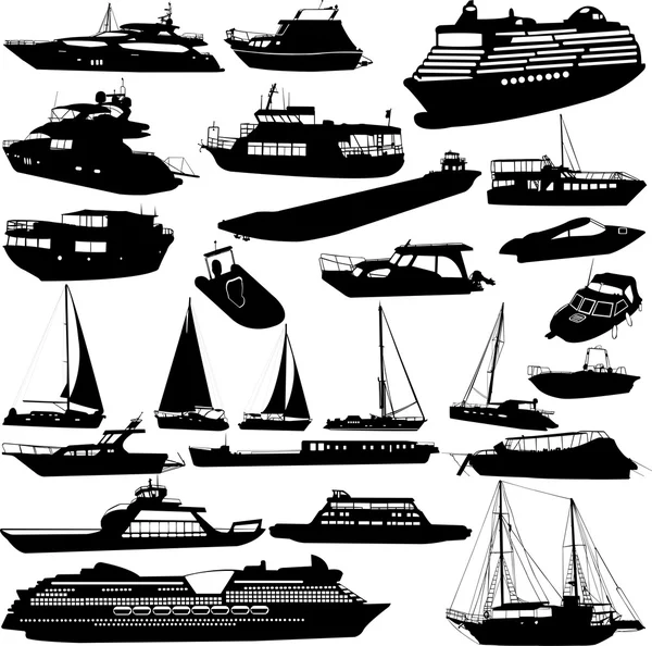 Ships and boats silhouettes  collection — Stock Vector