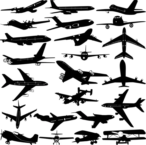 飞机剪影集合 — 图库矢量图片
