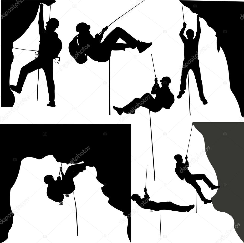 rock climbers  silhouette  collection Stock Vector 