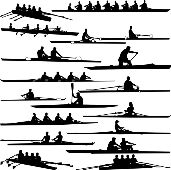 Rowing collection silhouettes — Stock Vector