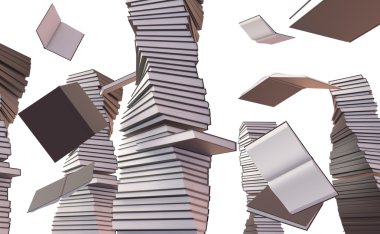 Stack of books with white hardcovers on white background clipart