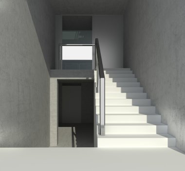 karanlık boş iç sahne beton duvar