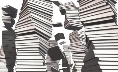 Stack of books with white hardcovers on white background clipart