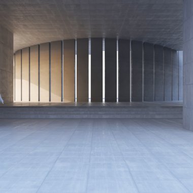 karanlık boş iç sahne beton duvar